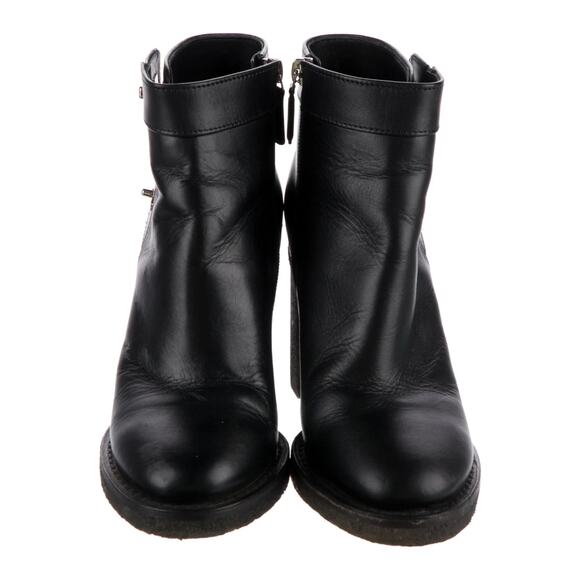 Chanel Black Calfskin Leather Turnlock CC Ankle Boots Booties - Picture 3 of 5